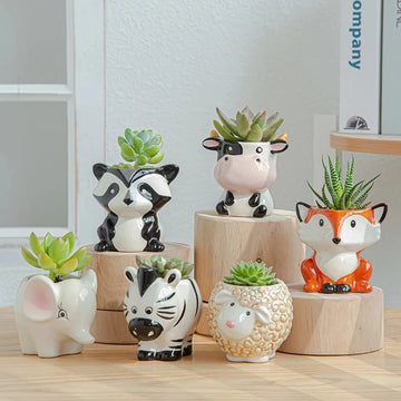 Nordic Style Ceramic Animal Flower Pot – Decorative Zebra, Sheep, and Cow Pots for Succulents and Bonsai